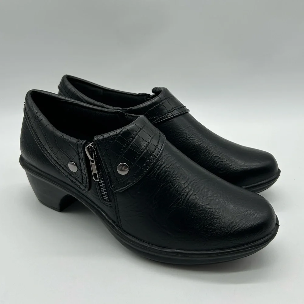 Easy Street Darcy Black Croc Comfort Wave Women’s Loafers Size 7.5M New With Box